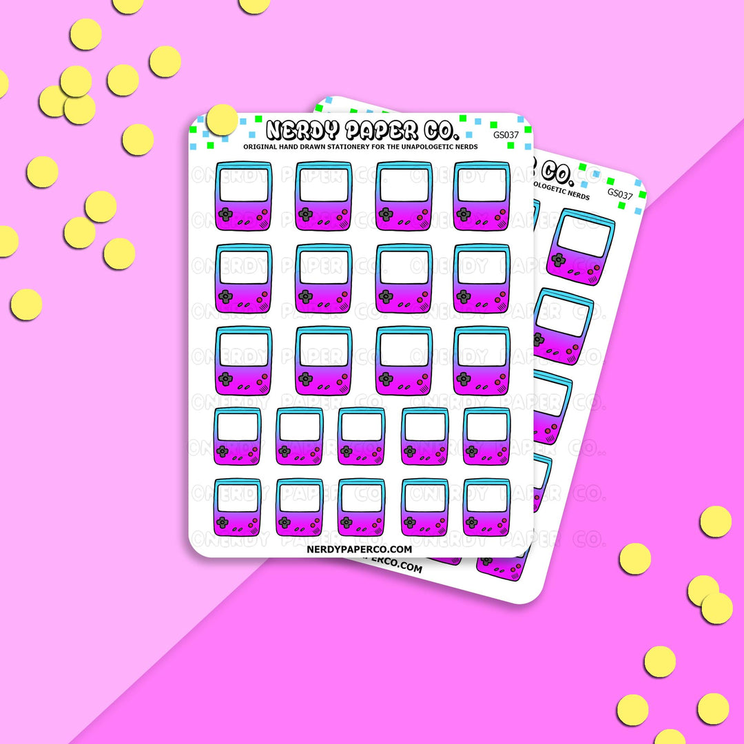 PURPLE GRADIENT GAMEBOY - Hand Drawn Planner Stickers - Deco -GS037
