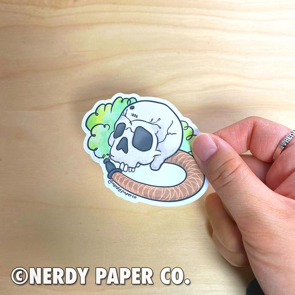 Hookah Skull - Hand Drawn Waterproof Vinyl Sticker