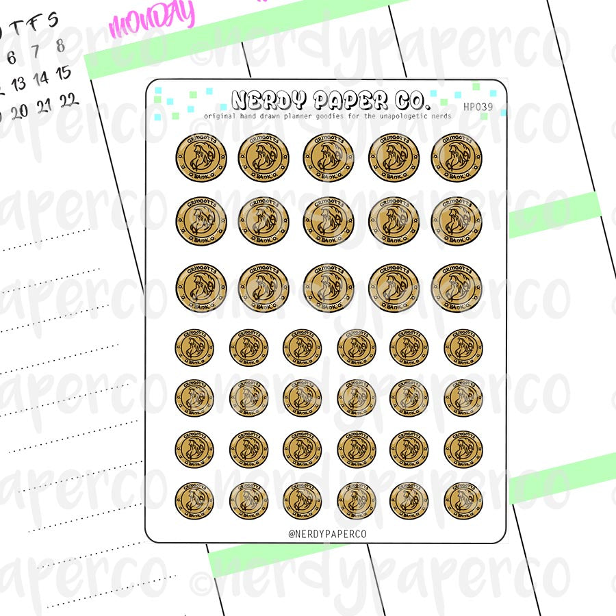 WIZARD COINS - Hand Drawn Stickers Deco | HP039
