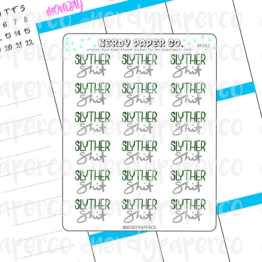 SLYTHERSHIT - Hand Drawn Wizard House Planner Stickers - HP052
