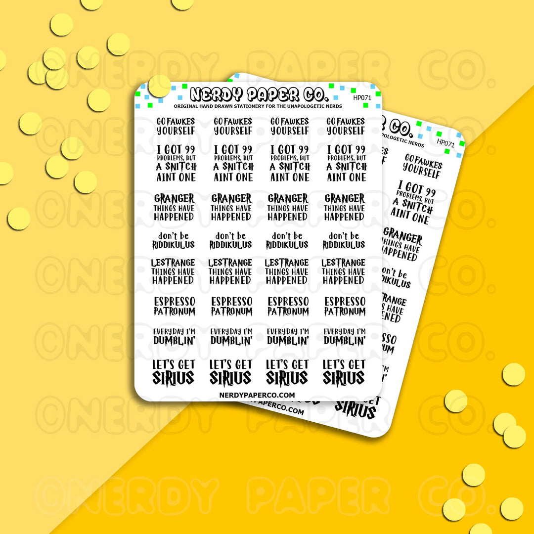 WIZARDING PUNS - Hand Drawn Planner Stickers - HP071