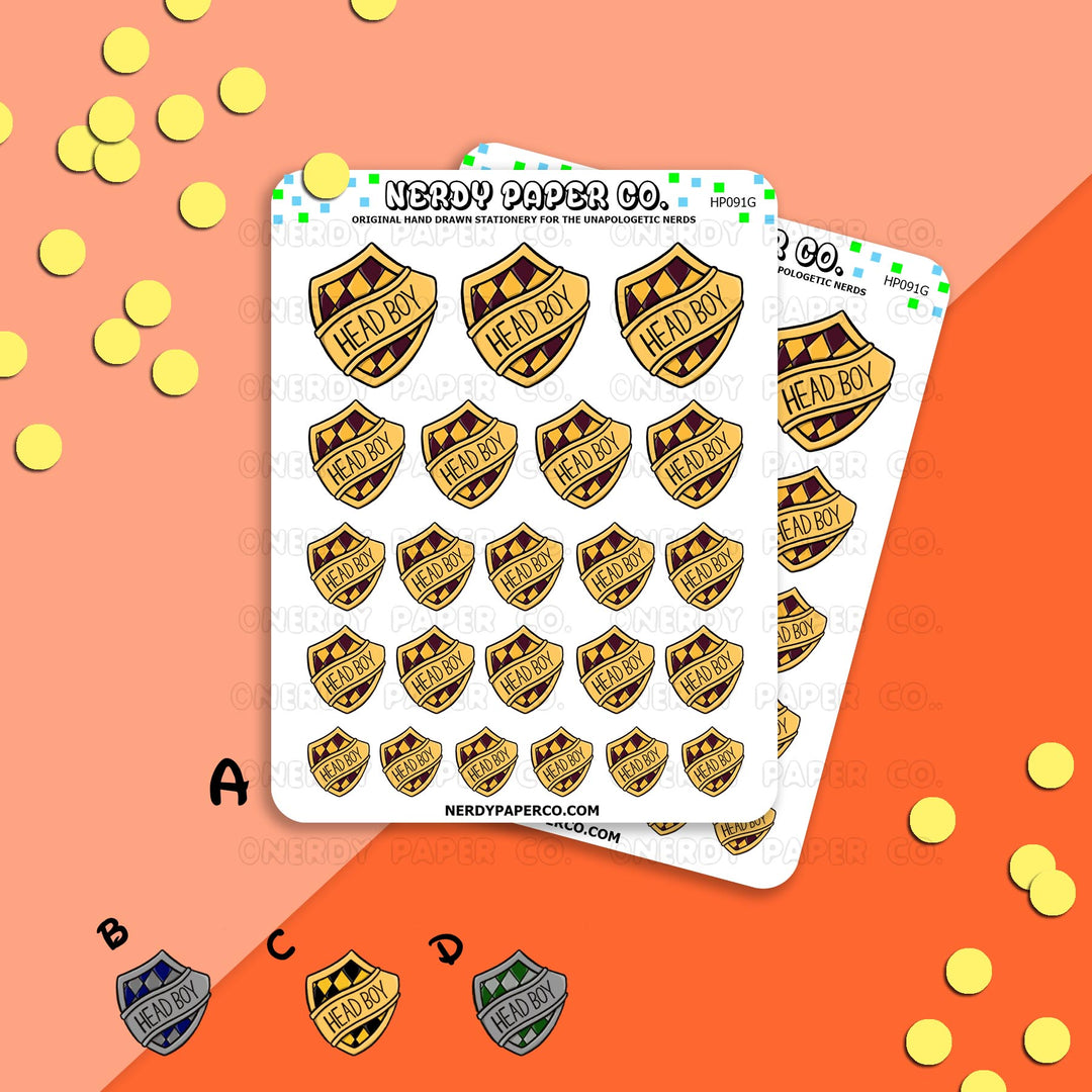 HEAD BOY BADGE | HOUSE PRIDE - Hand Drawn Stickers Deco | HP091