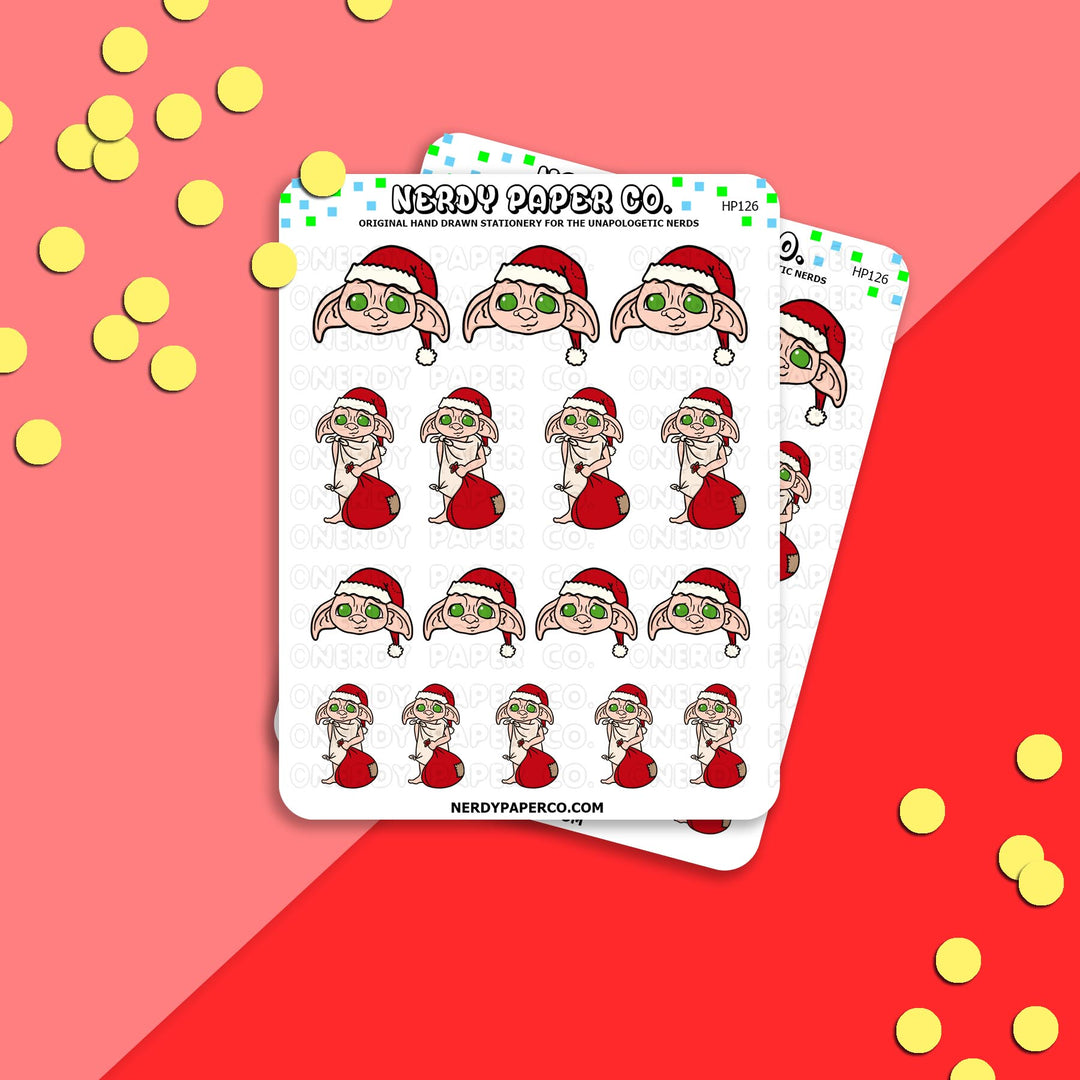 Festive Magical Elf - Hand Drawn Wizard Vinyl Sticker Sheet - HP126