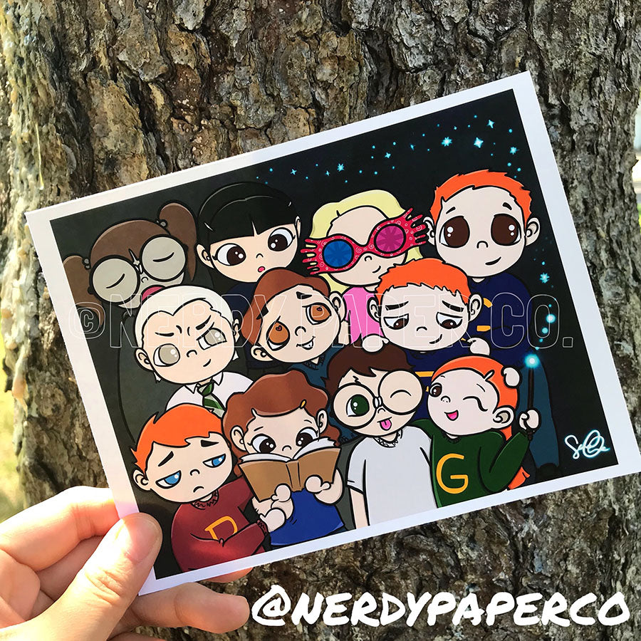 MAGICAL CLASS PHOTO| Hand Drawn Wizard Art Print | Art Print