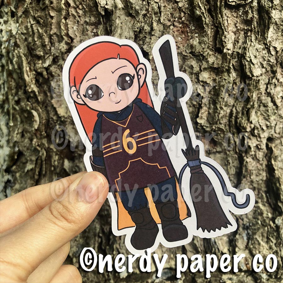 GINNY Die Cut - Hand Drawn Wizard Die Cut - Chibi