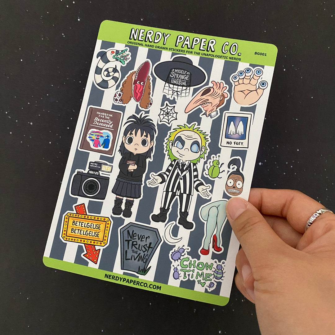 Beetle Universe Character Sticker Sheet | Hand Drawn Vinyl Sticker Sheet | BJ001