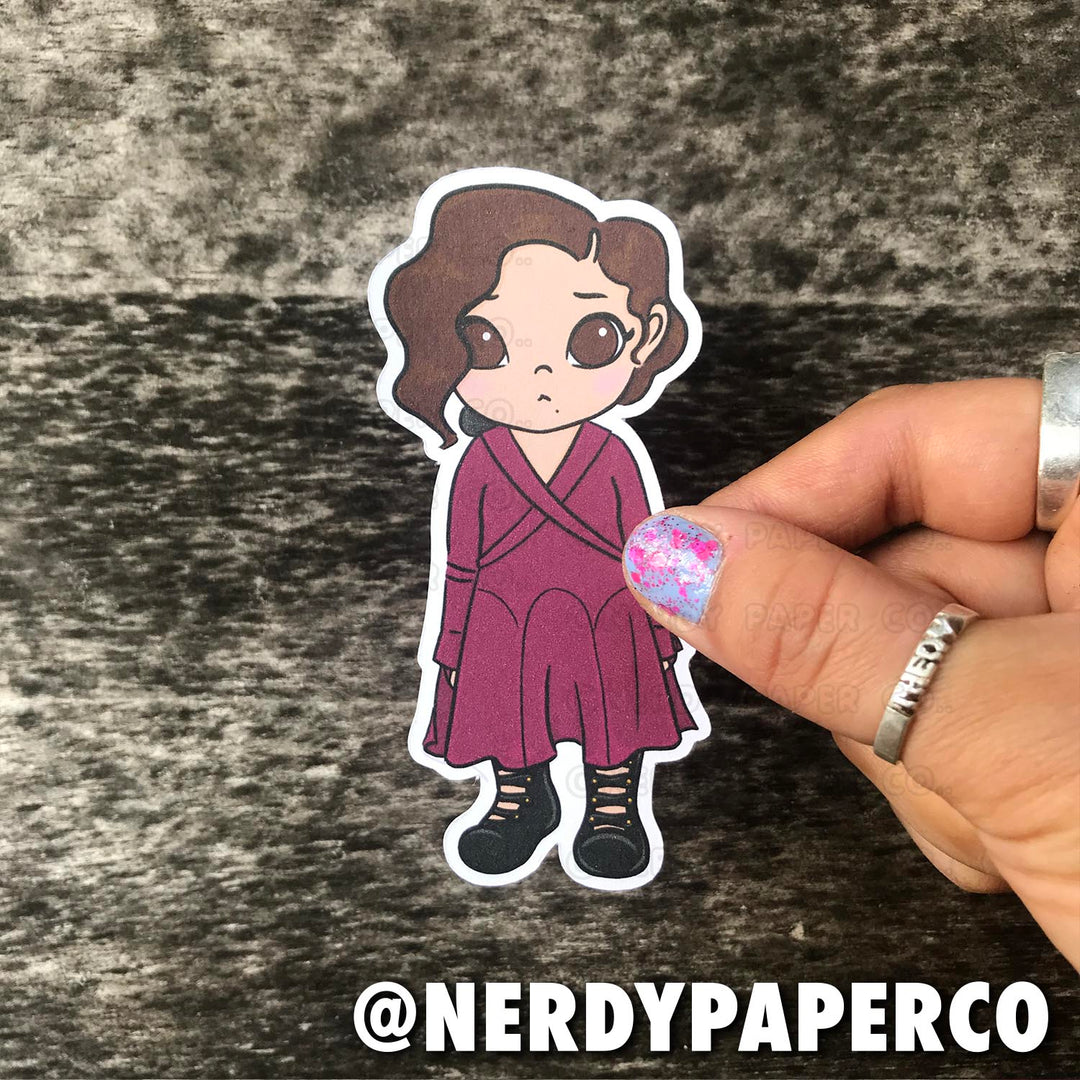Sad Witch Die Cut - Hand Drawn Wizard Die Cut - Chibi