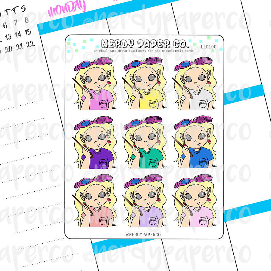 QUIRKY WITCH INTERN - Hand Drawn Wizard Inspired Planner Stickers - LL010C