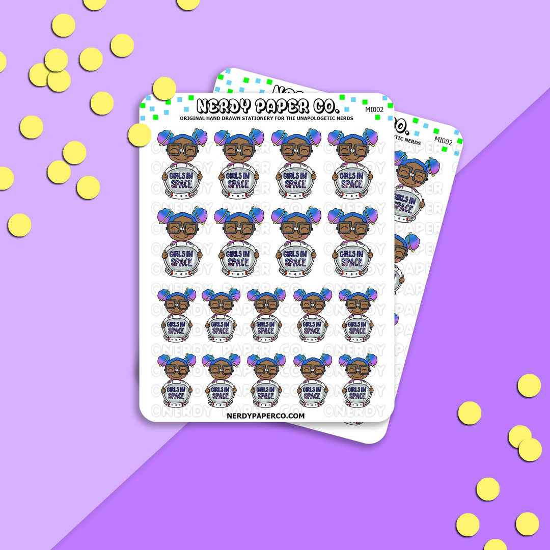 GIRLS IN SPACE - Hand Drawn Planner Stickers - Deco - MI002