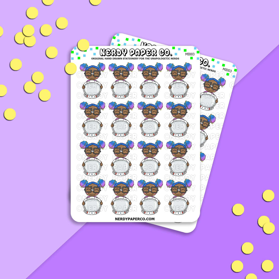 GIRLS IN SPACE | 2 - Hand Drawn Planner Stickers - Deco - MI003