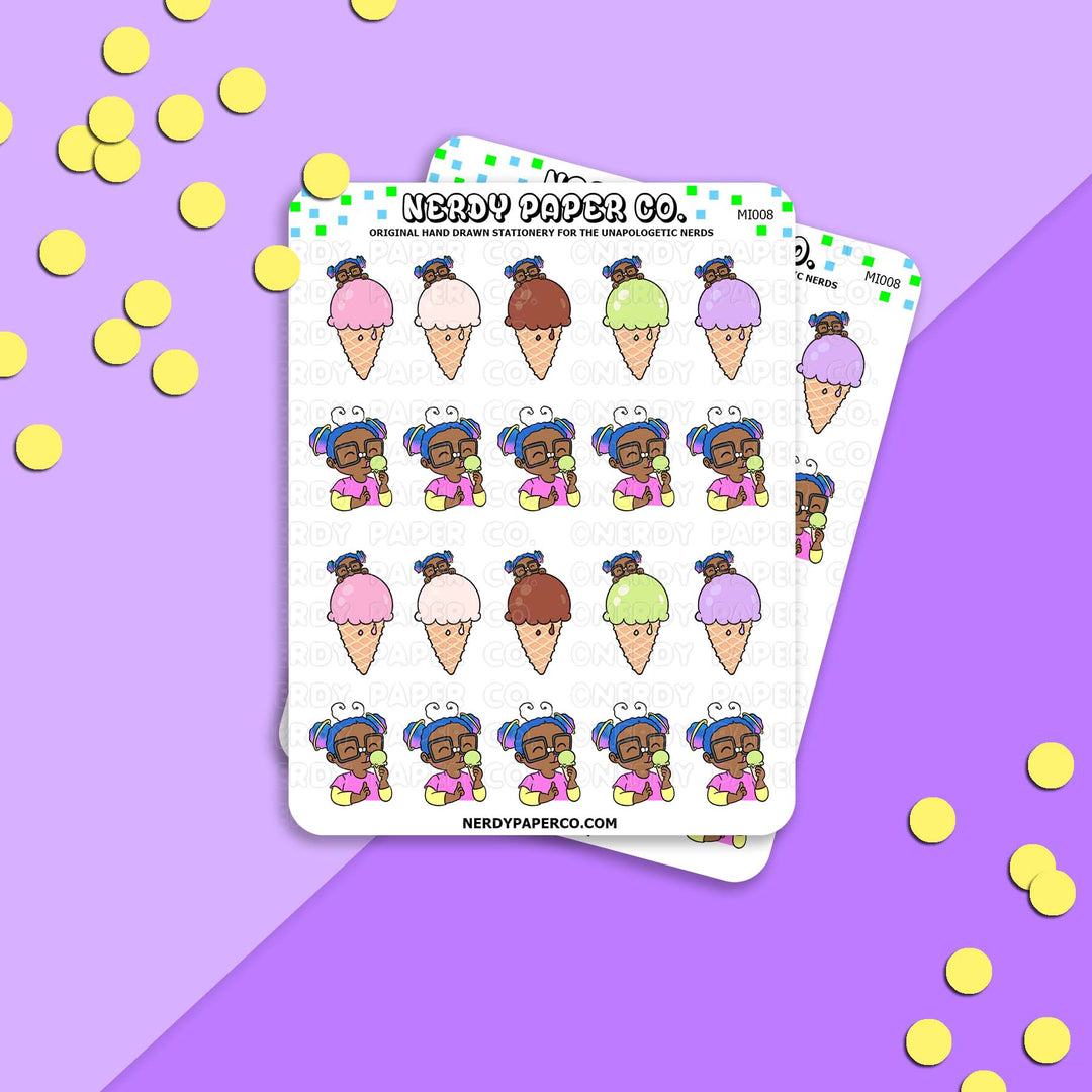 Michelle ♡ Ice Cream - Hand Drawn Planner Stickers - Deco - MI008