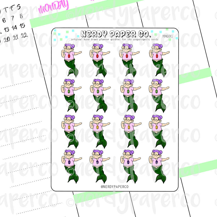 SNOOTY MERNERD- Hand Drawn Planner Stickers - Deco - MM001
