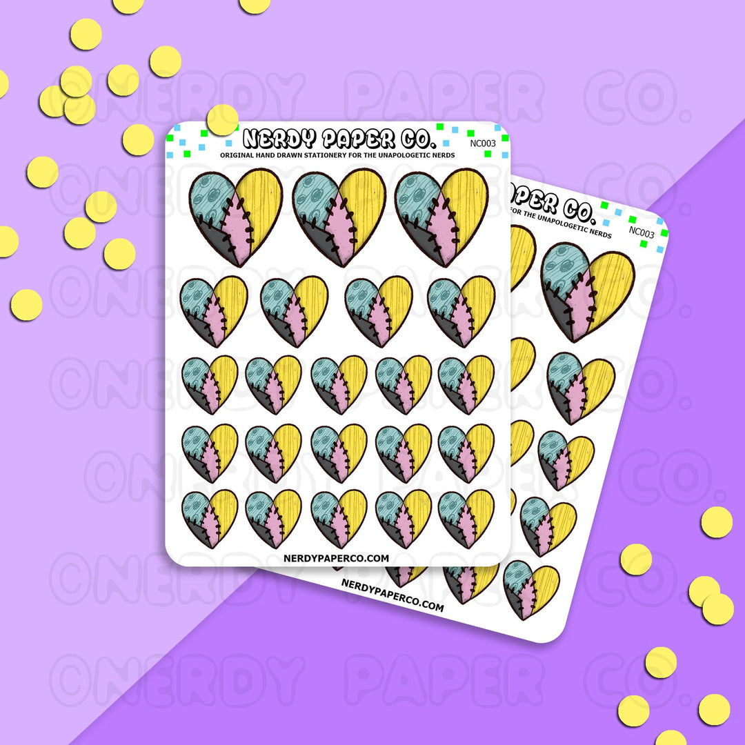 SALLY HEARTS - Hand Drawn Planner Stickers - NC003
