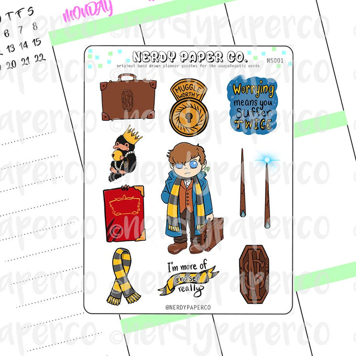 Zoologist Wizard Sampler | Hand Drawn Stickers - Deco | NS001