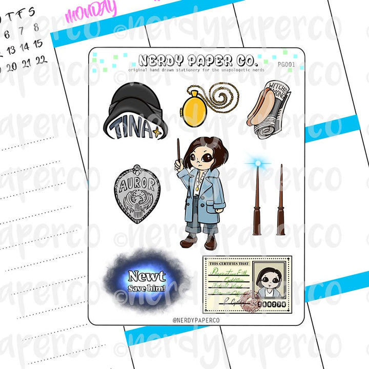 Witch Officer Sampler - Hand Drawn Stickers - PG001