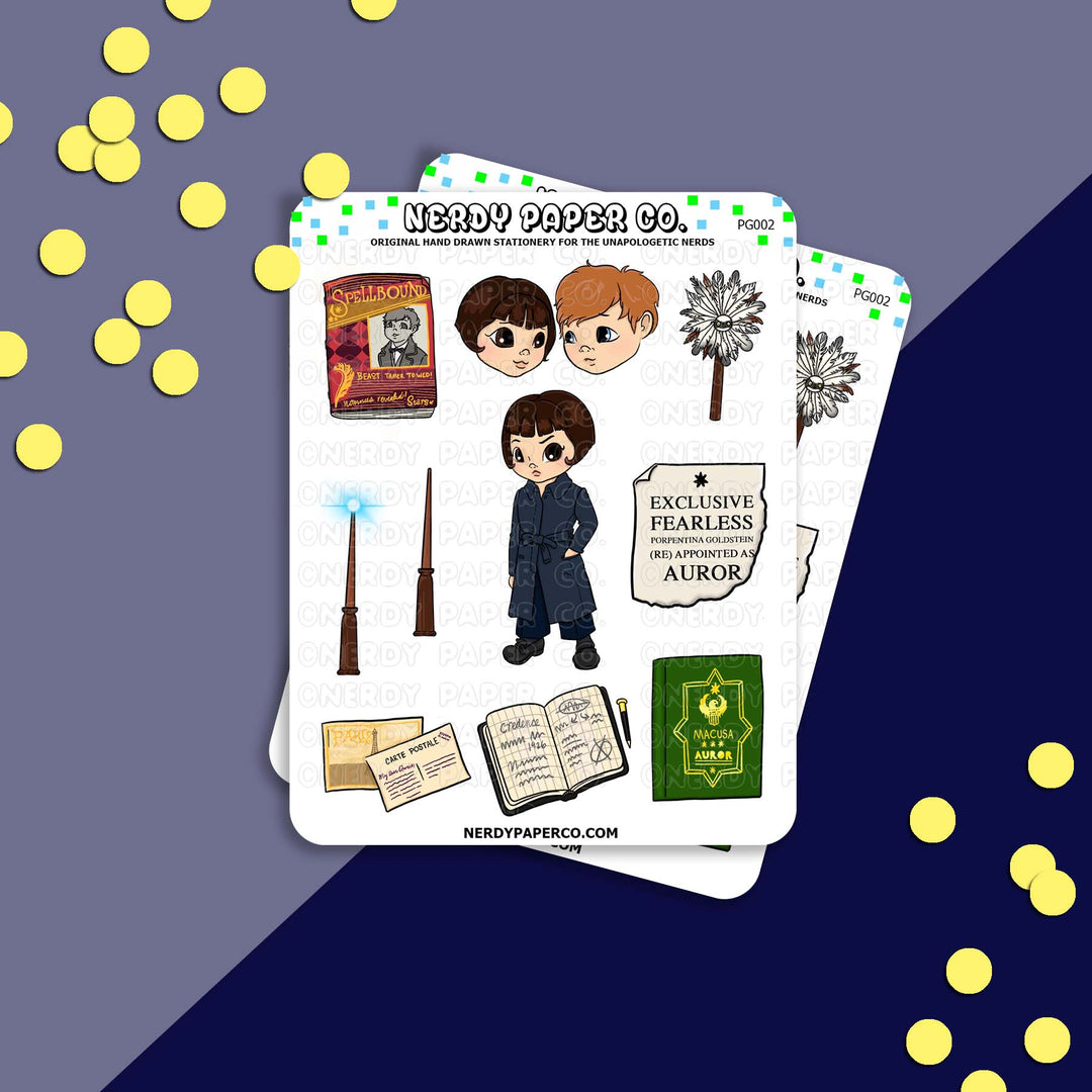 Witch Officer Sampler 2.0 - Hand Drawn Character Vinyl Sticker Sheet - PG002