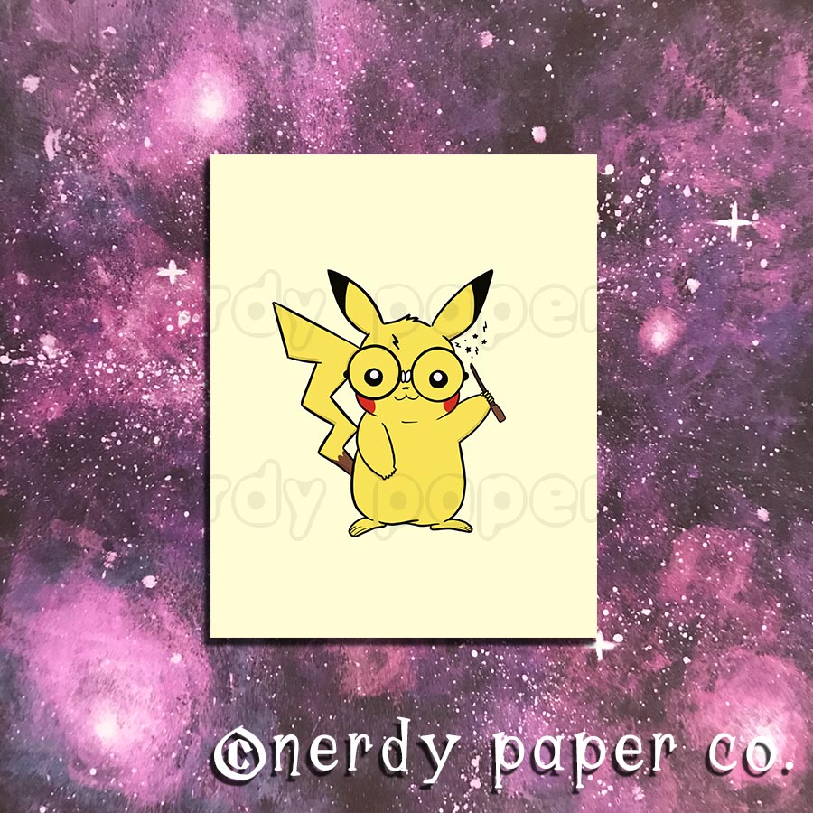 PIKAPOTTER | Hand Drawn Wizard Art | Art Print- AP007