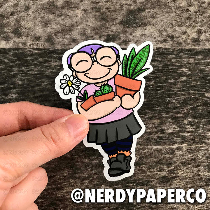 PLANT NERD KAYLA -  Hand Drawn Waterproof Vinyl Sticker