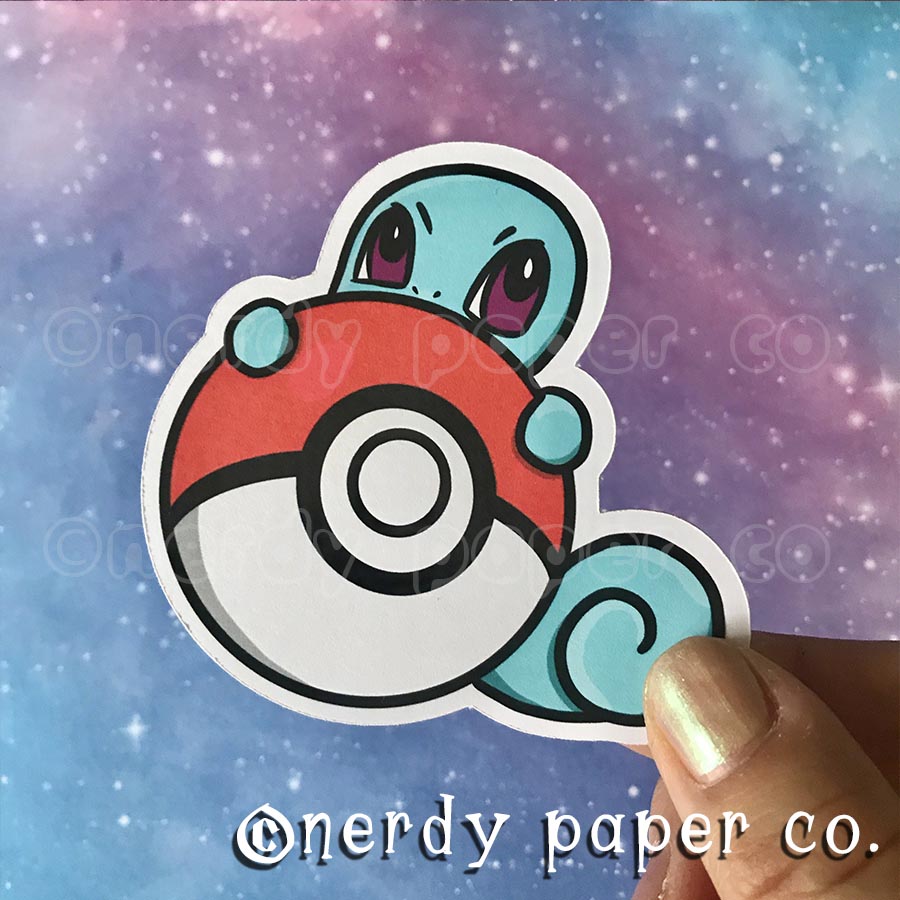 PEEKING SQUIRTLE - Hand Drawn Die Cut