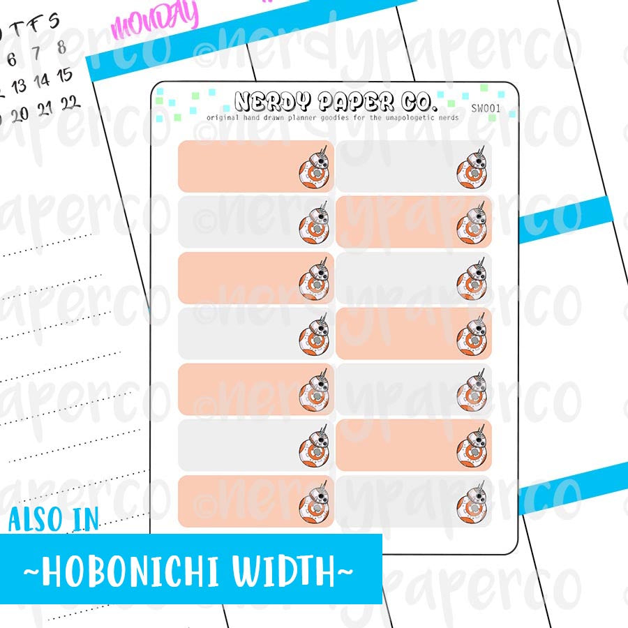 BB  |  1/4 BOX STICKERS- Hand Drawn Space Planner Stickers - Deco -SW001
