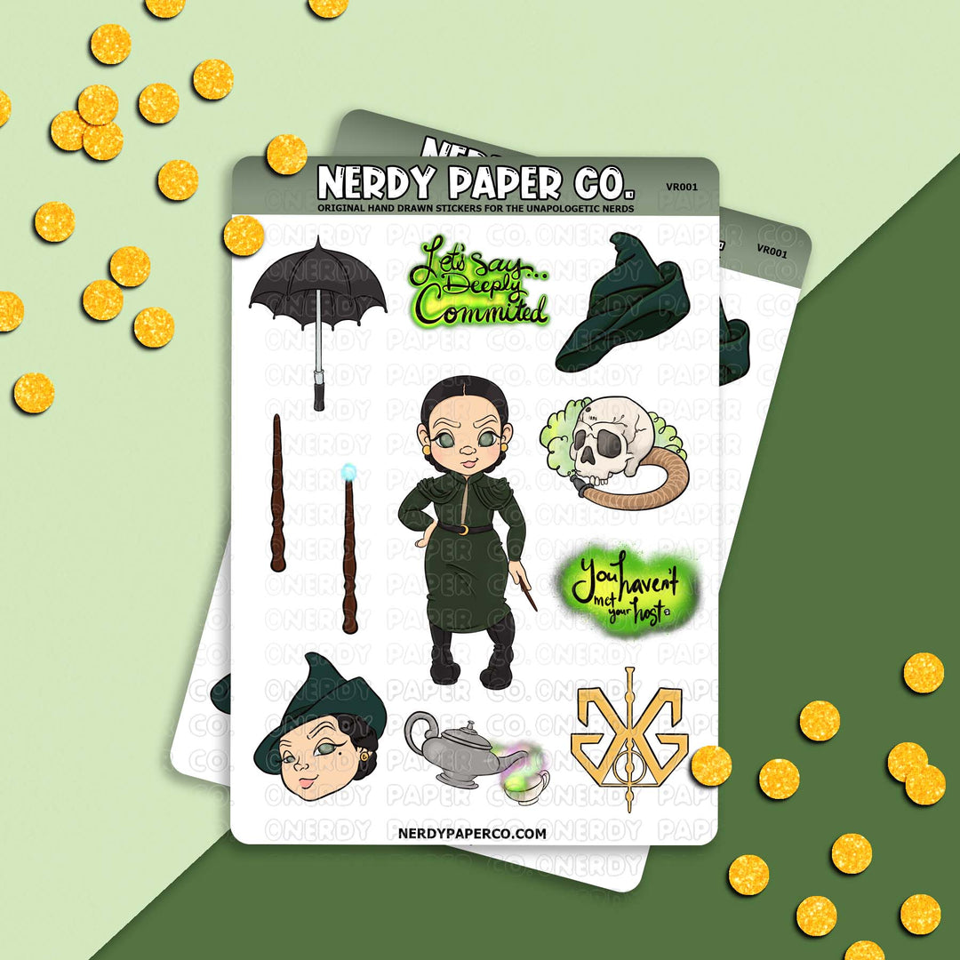 Sinister Witch - Hand Drawn Character Vinyl Sticker Sheet - VR001