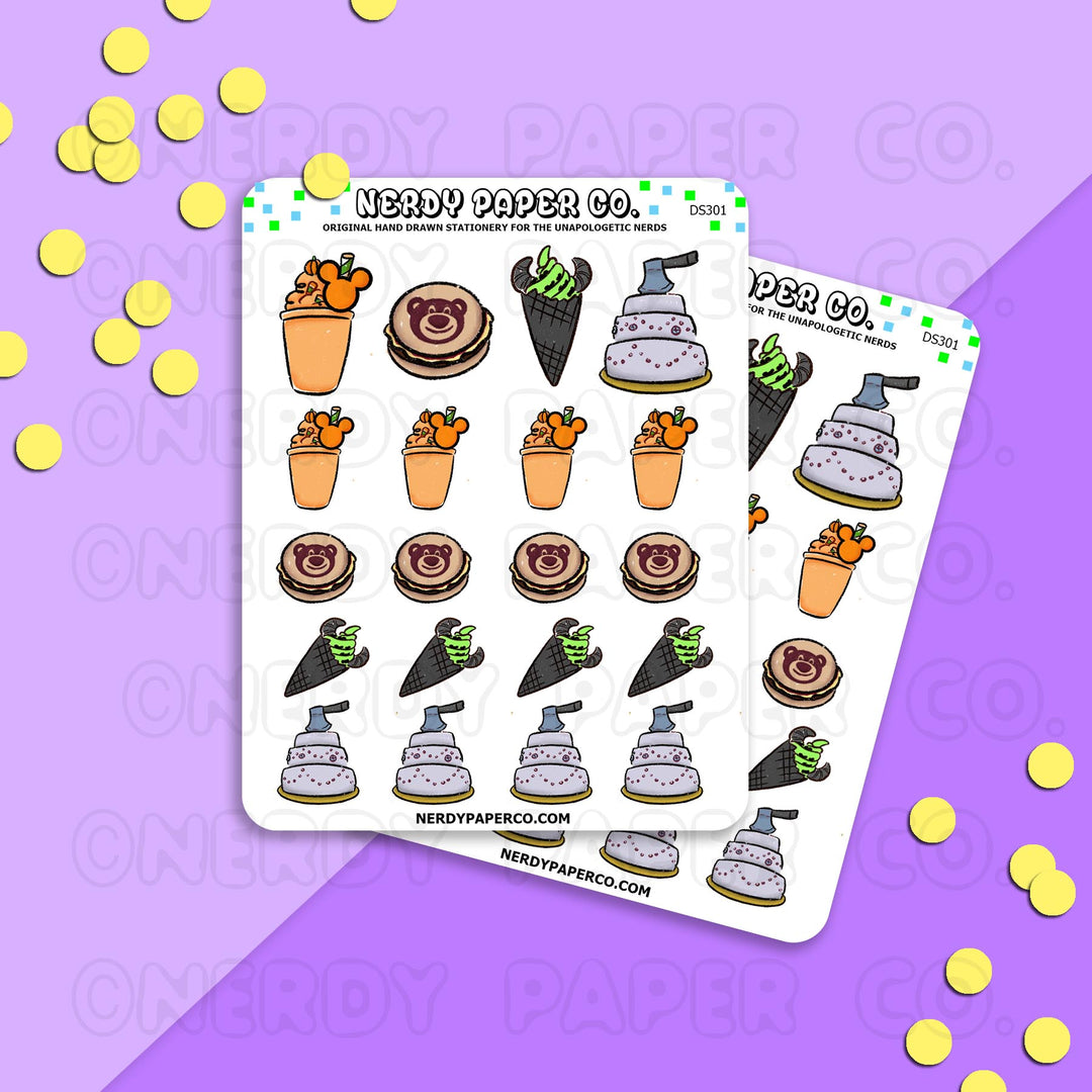 HALLOWEEN PARK FOOD - Hand Drawn Planner Stickers - WD019