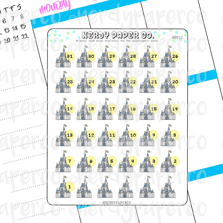 PARK COUNTDOWN - Hand Drawn Planner Stickers - Deco - WD011