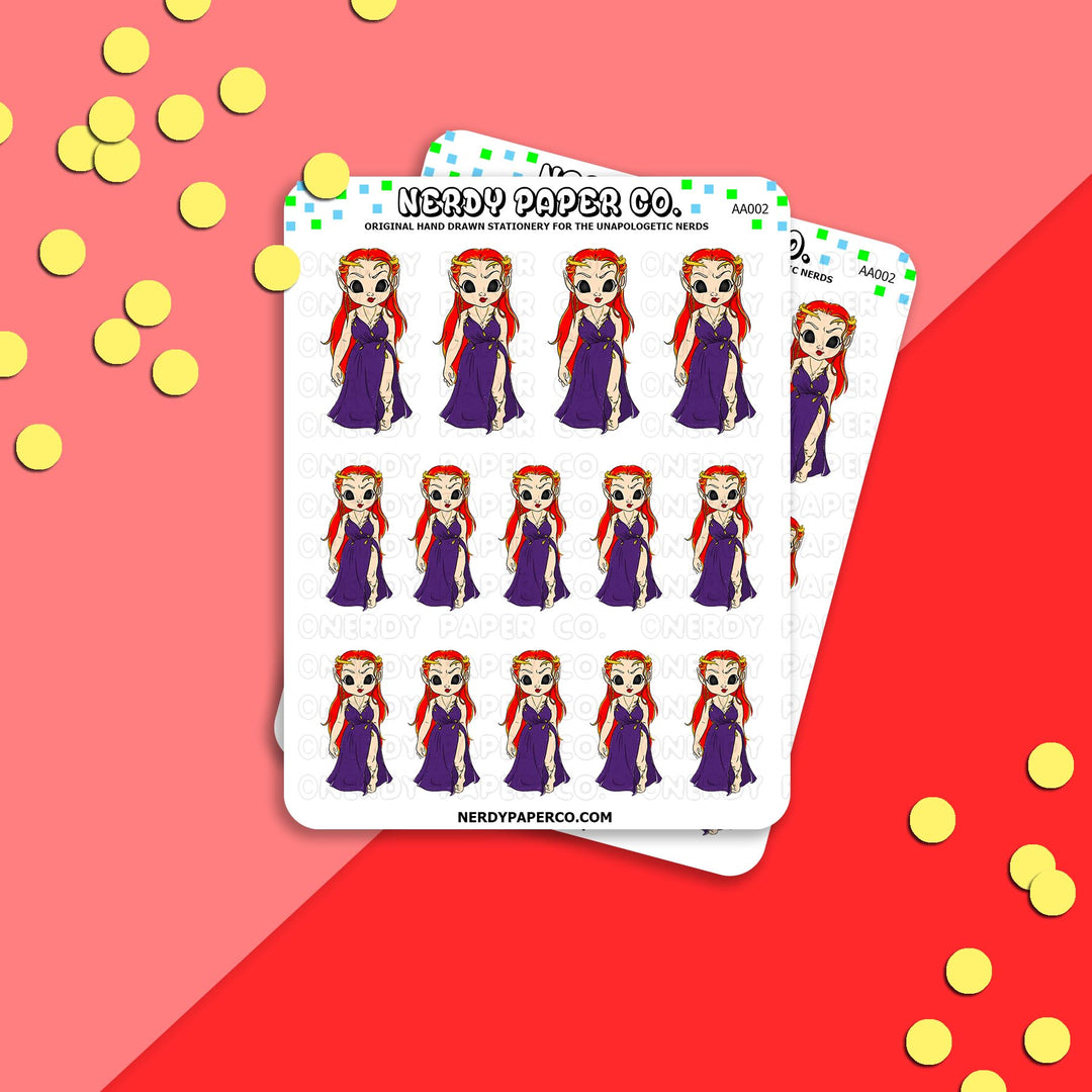 The High Queen - Hand Drawn Vinyl Sticker Sheet - AA002