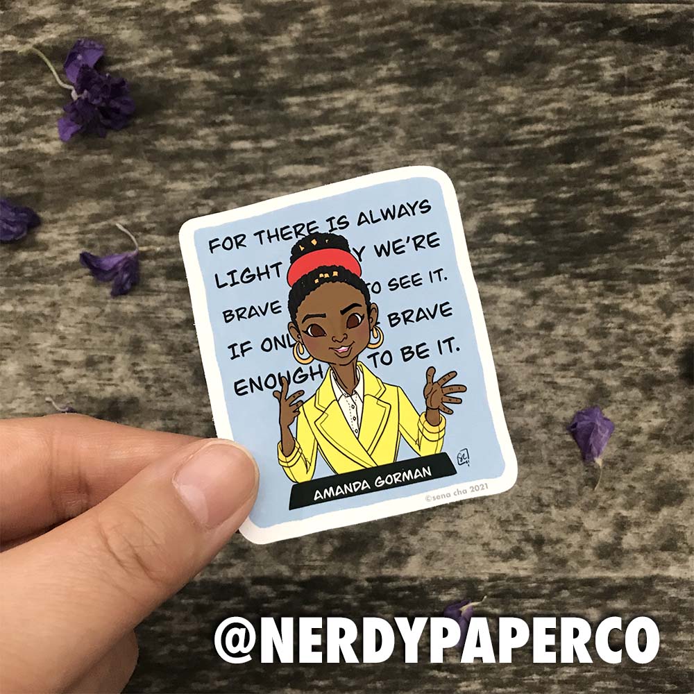 Amanda Gorman - HAND DRAWN WATERPROOF VINYL STICKER