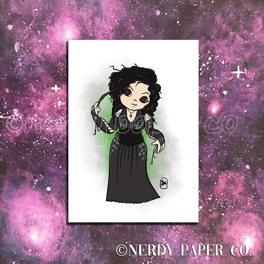 Crazy witch portrait | Hand Drawn Wizard Art | Art Print