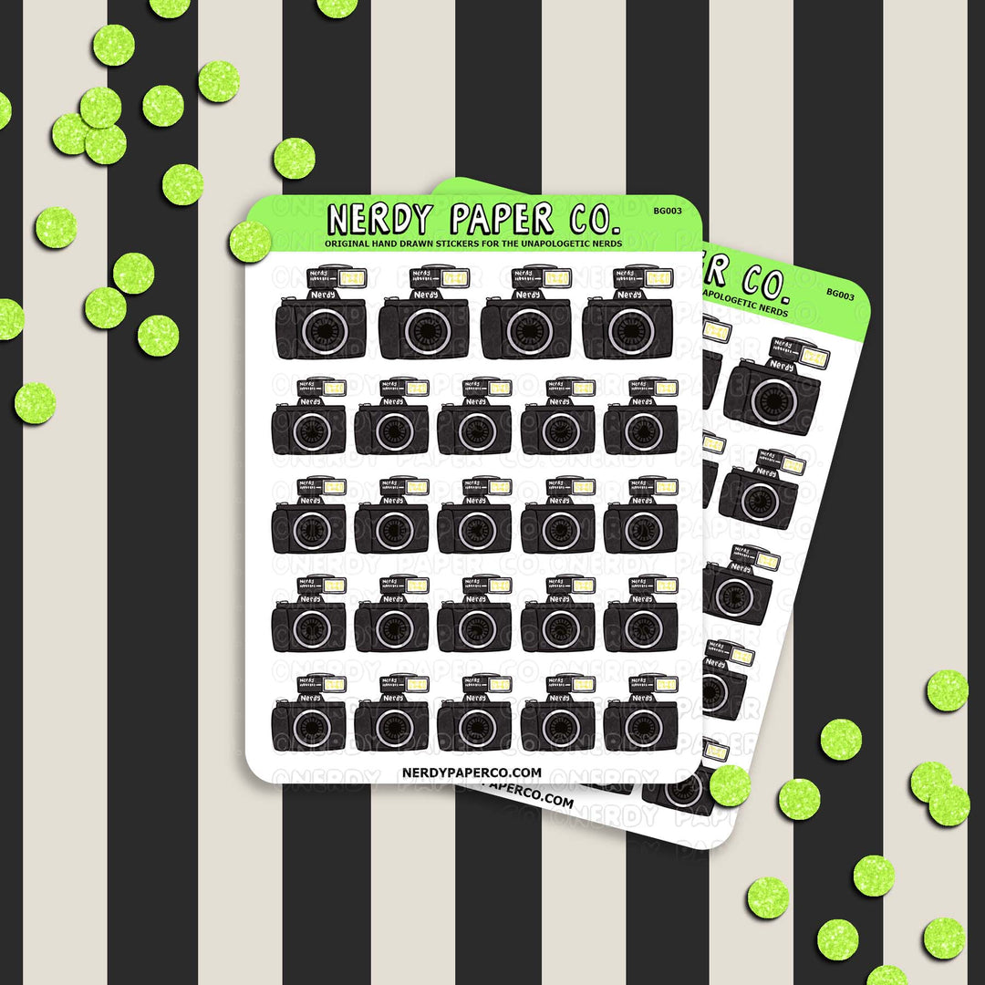 Nerdy Photographer Beetle Universe | Hand Drawn Sticker Sheet | BJ003
