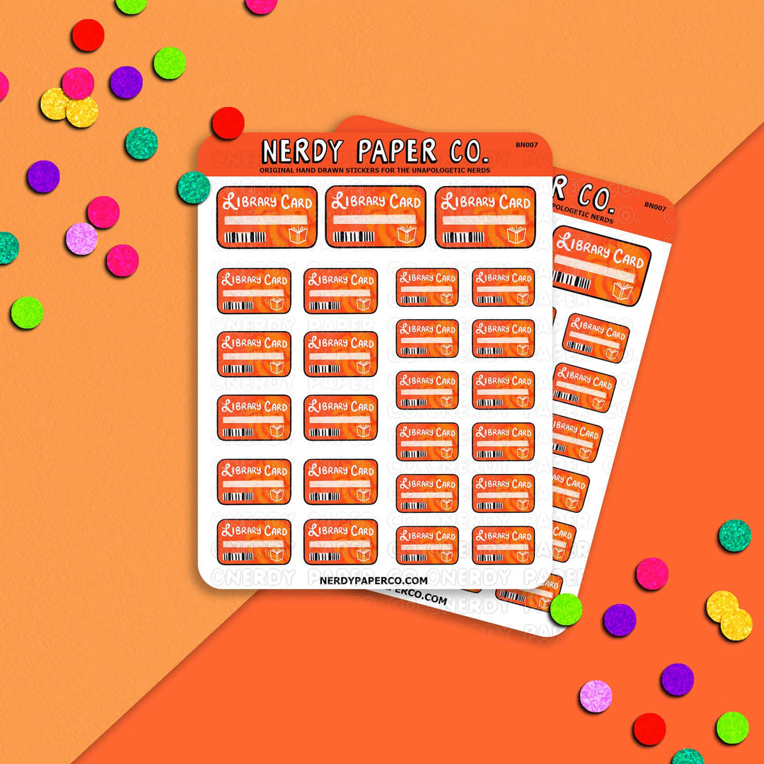 Library Card - Hand Drawn Planner Stickers - BN007