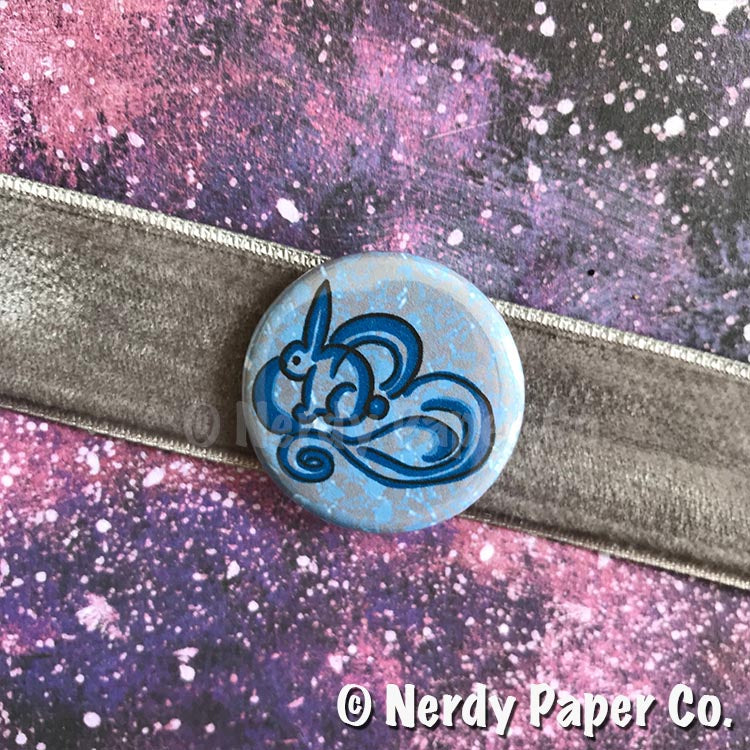 MAGICAL RABBIT PIN BADGE | Hand Drawn Wizard Art | Handmade Pin Badge