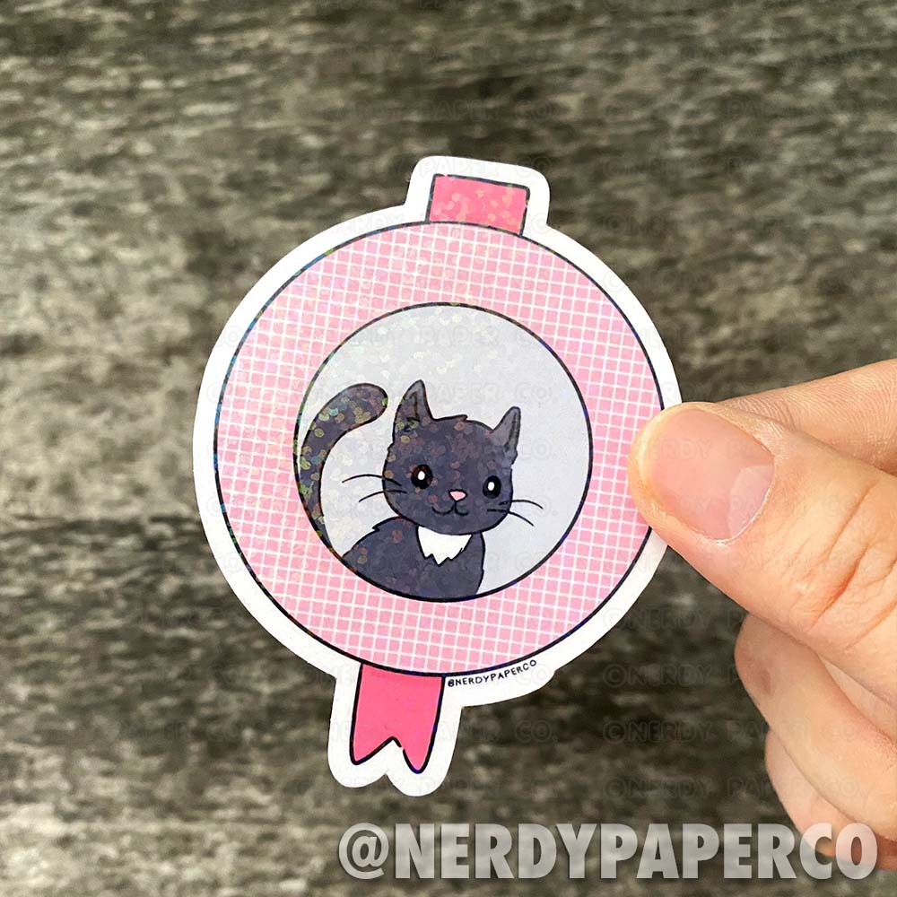 Magical Cat Plate - Hand Drawn Holographic Vinyl Sticker