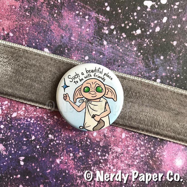 BEAUTIFUL PLACE ELF PIN BADGE | Hand Drawn Wizard Art | Handmade Pin Badge