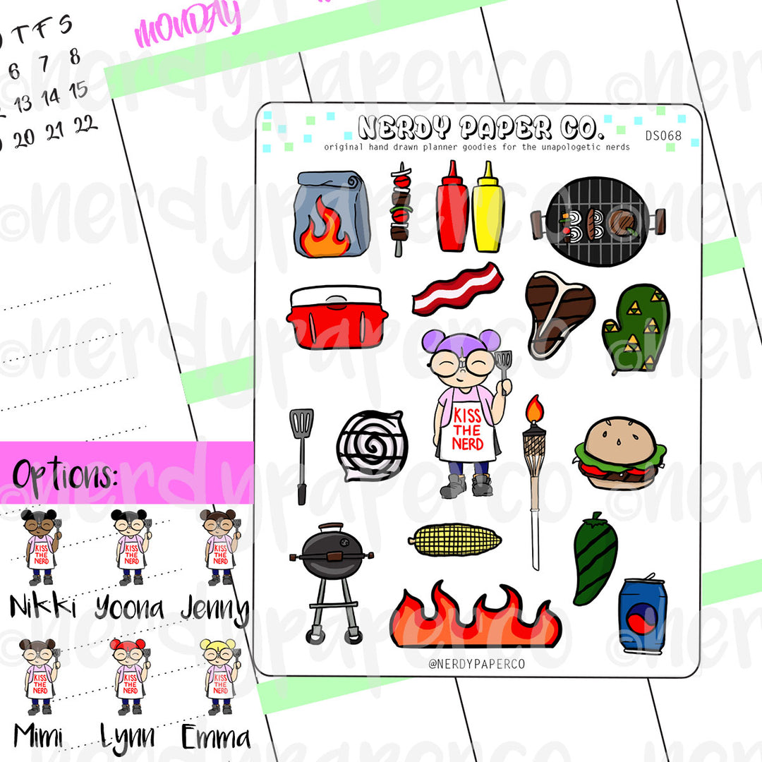 BBQ KAYLA / Hand Drawn Planner Stickers / Deco - DS068