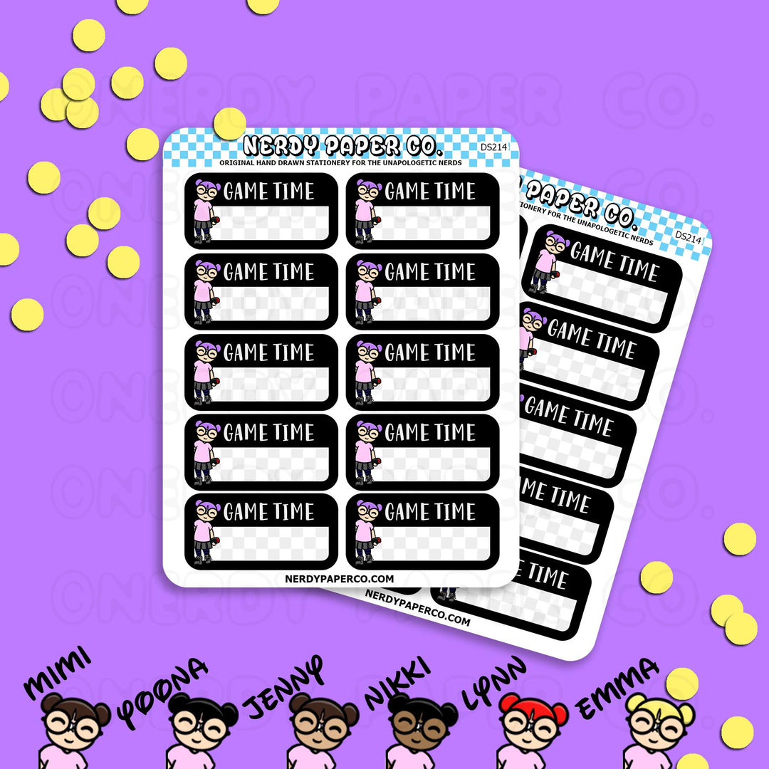GAME TIME KAYLA FUNCTIONAL BOXES - Hand Drawn Planner Stickers | Deco -DS214