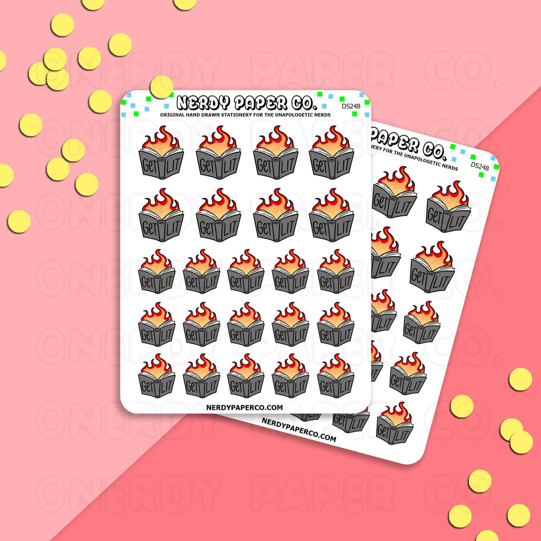 GET LIT | GREY - Hand Drawn Planner Stickers - DS248
