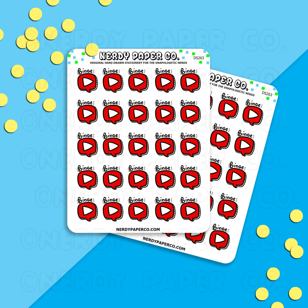 VIDEO BINGE - Hand Drawn Planner Stickers - DS263