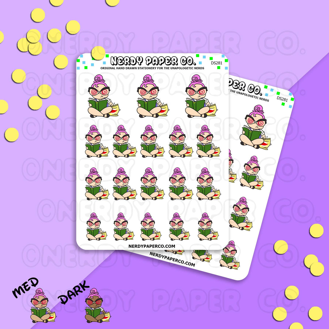 BOOK CRAZY SUZY - Hand Drawn Planner Stickers - Deco - DS281