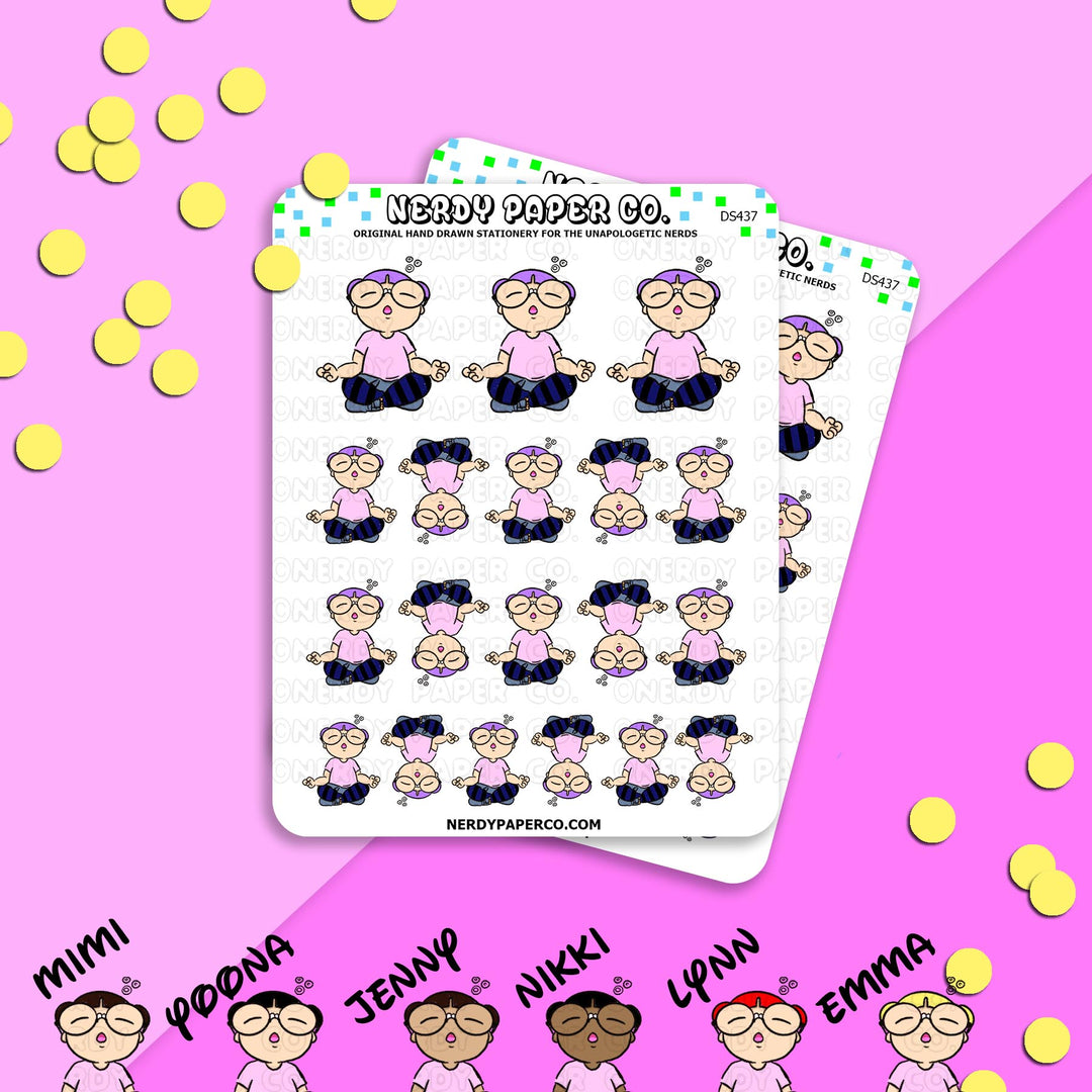 KAYLA MEDITATING - Hand Drawn Planner Stickers - Deco -DS437