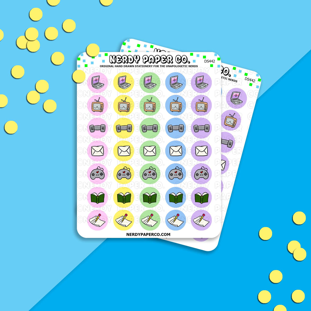 HOBBY ICONS 1 | PASTEL - Hand Drawn Planner Stickers - Deco - DS442
