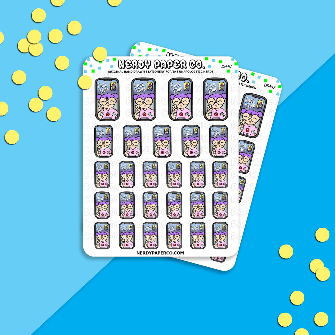 FACETIME! - Hand Drawn Planner Stickers - Deco - DS447