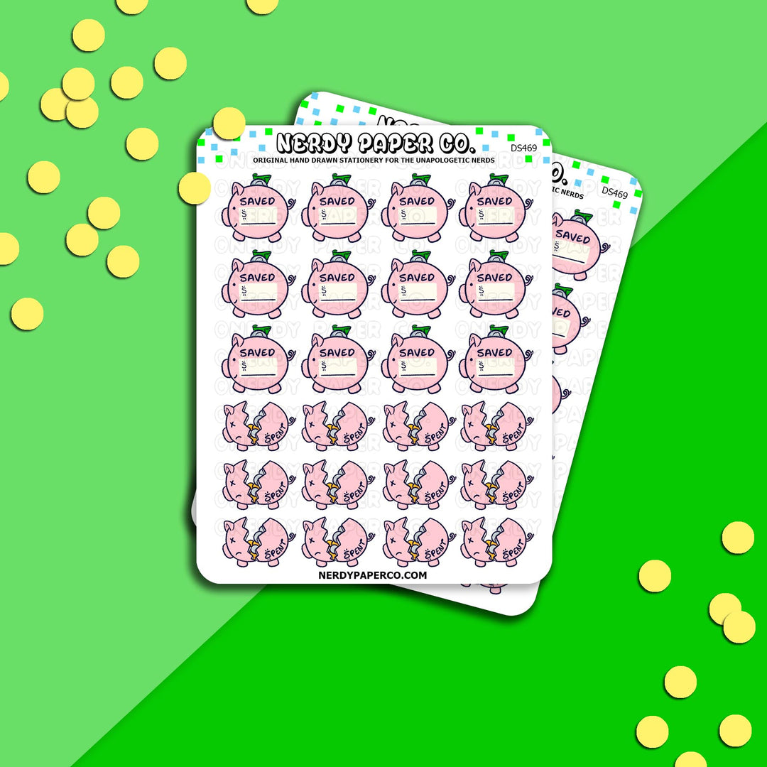 PIGGY BANK - Hand Drawn Planner Stickers -DECO - DS469
