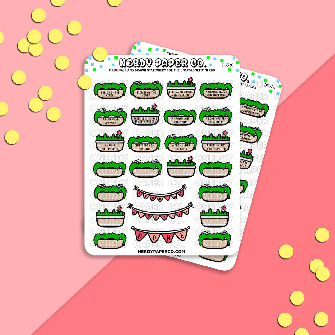 Build Up Your Bookstore Reading Challenge - Hand Drawn Planner Stickers - DS520