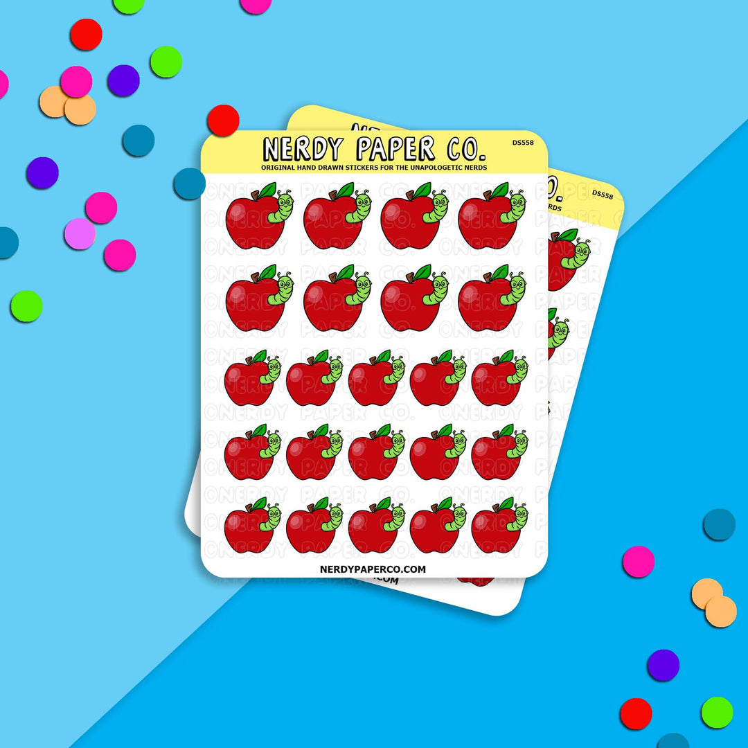 Nerdy Worm - Hand Drawn Planner Stickers - DS558