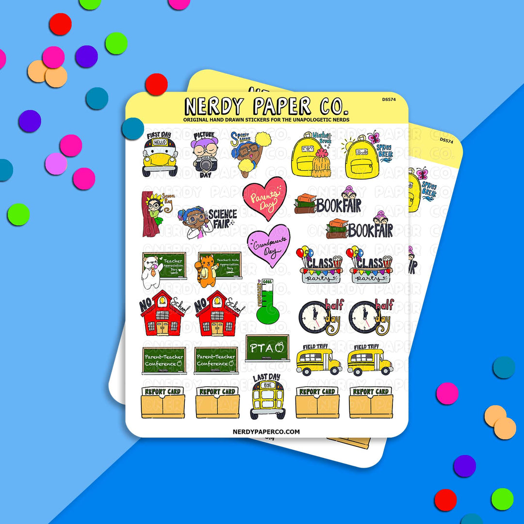 School Sampler - Hand Drawn Planner Stickers - DS574