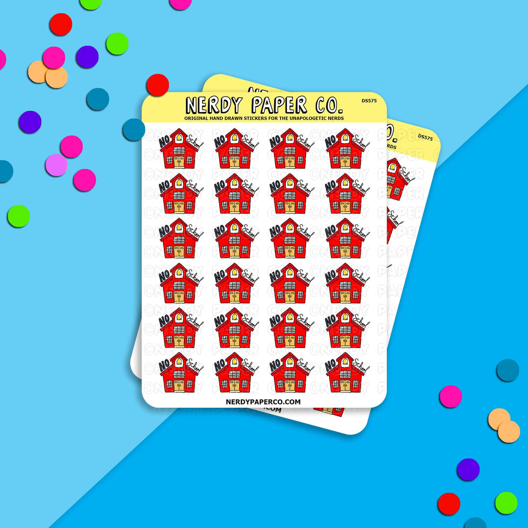 NO SCHOOL - Hand Drawn Planner Stickers - DS575