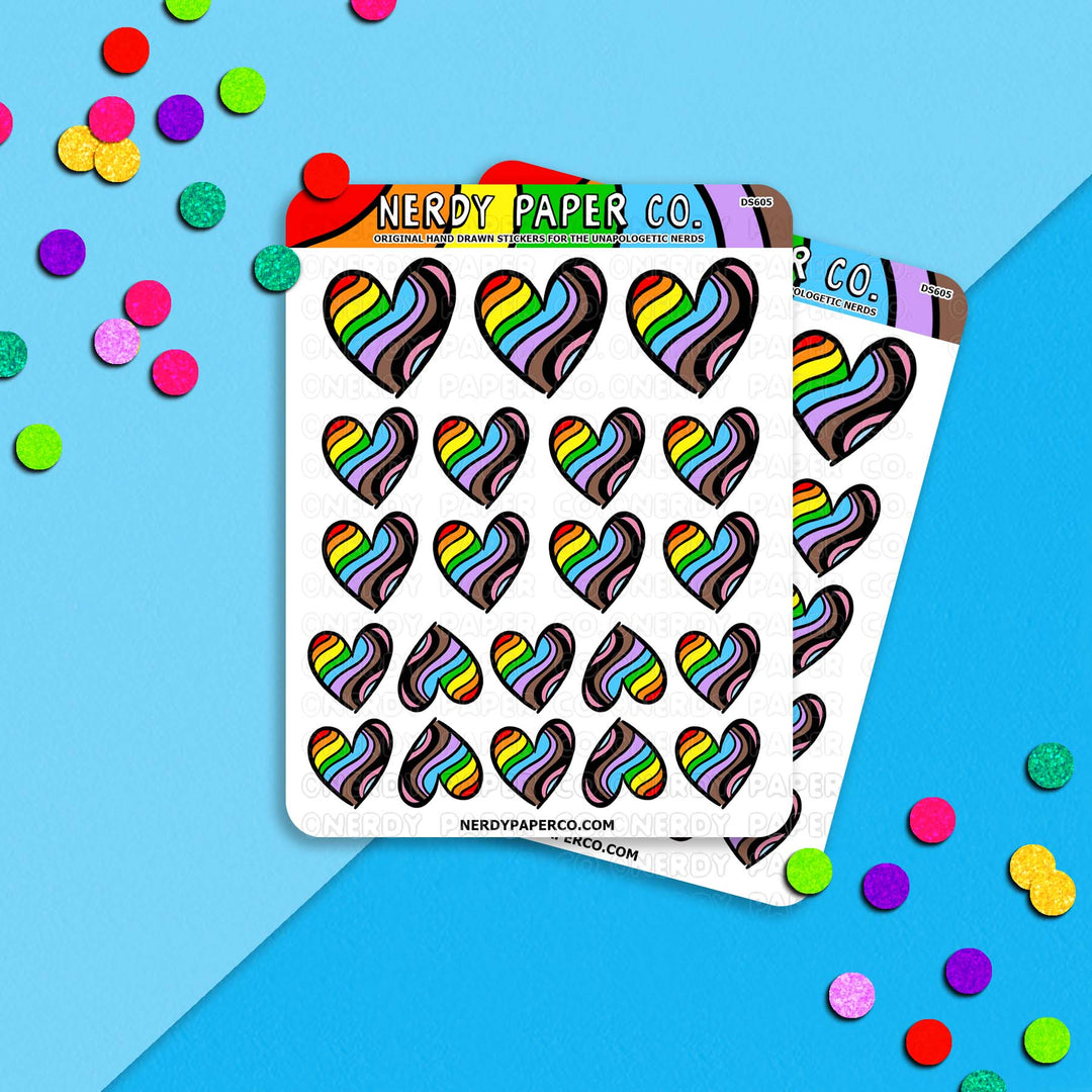 Pride Progress Hearts - Hand Drawn Planner Stickers Deco- DS605