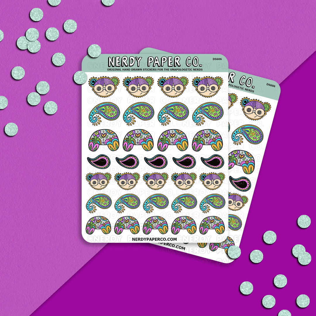Gamer Paisley - Hand Drawn Sticker Sheet - Deco | DS608